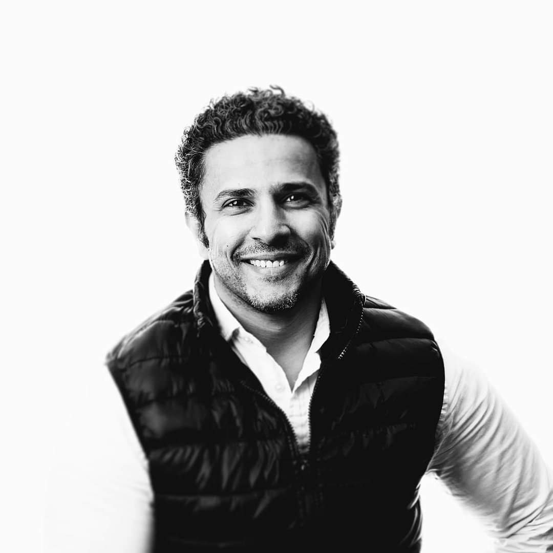 Black and white portrait of Sherif Shazly